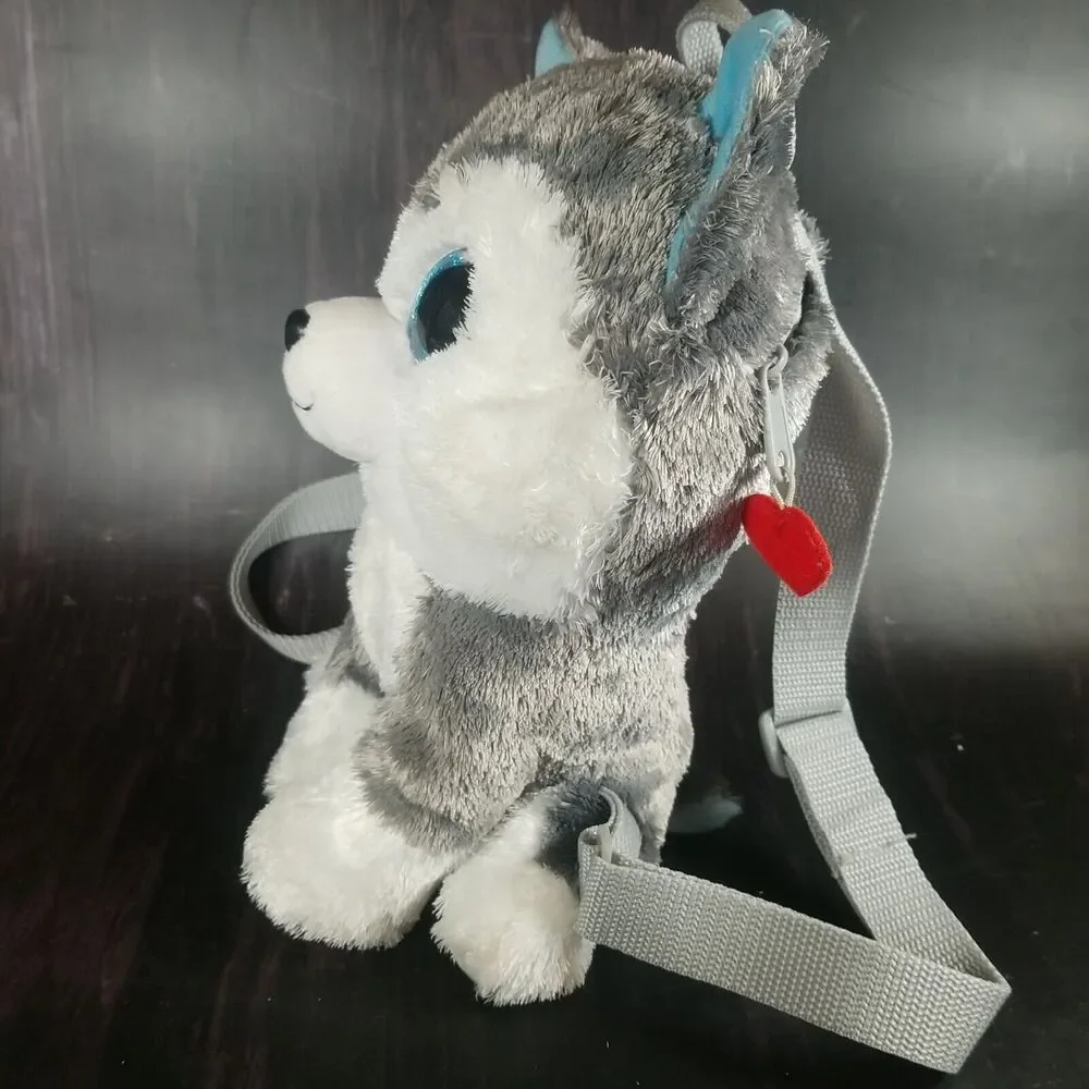 Beanie Boos Husky Dog Slush Plush Backpack, And Small Slush Stuffed Animal TY